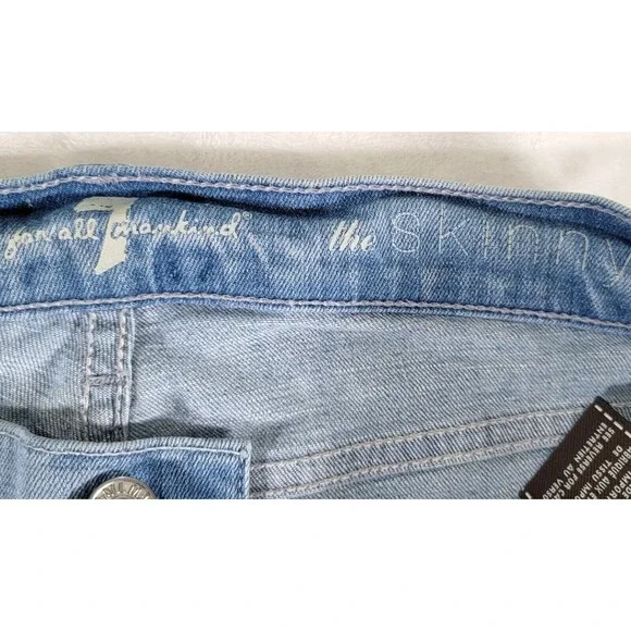 7 For ALL Mankind The Skinny Jeans Size 27 Ancient Pyramid Laser Aztec Print - Picture 8 of 16